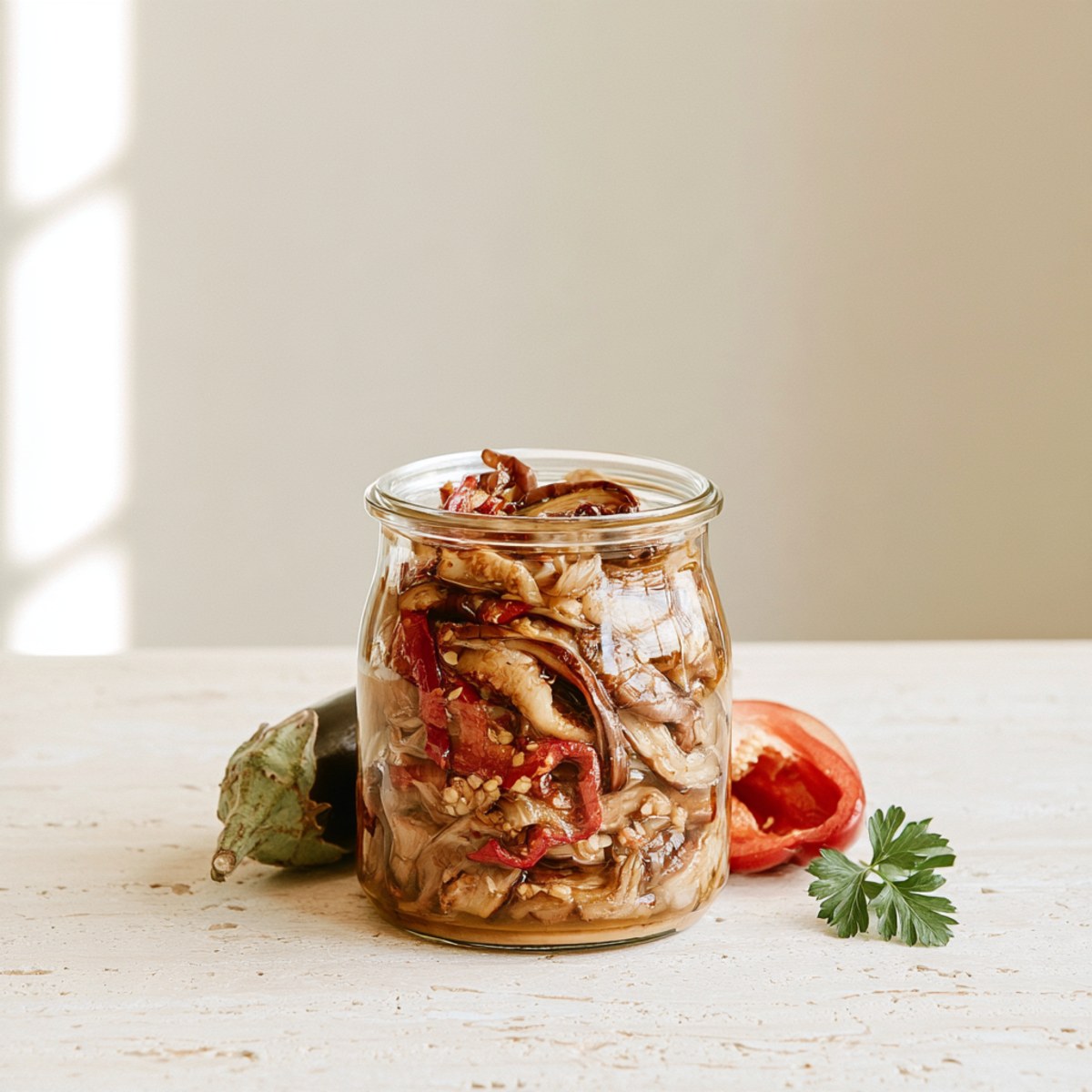 Melanzane e peperoni in olio extravergine di oliva - 280gl- Bakłażan z papryką